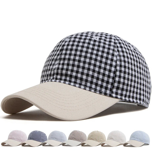 Plaid Baseball Cap – Soft Top Vintage Unisex Sun Hat