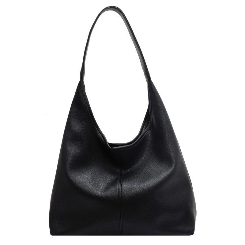 Large Capacity Leather Tote Shoulder Bag – 2-in-1 Shopper Set