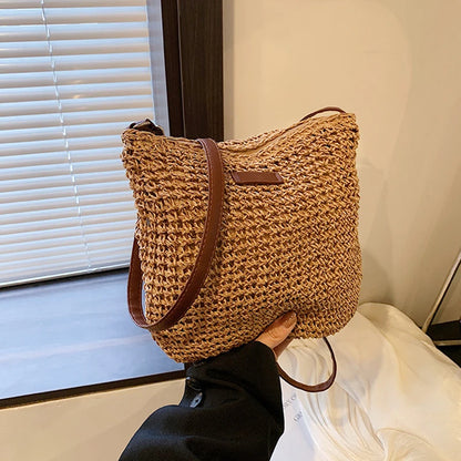 Woven Straw Shoulder Bag Women's Bohemian Crossbody Tote