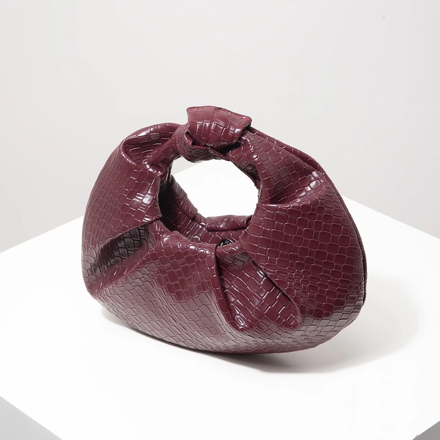 Woven Knot Crescent Bag – Vintage Faux Leather Hobo Clutch