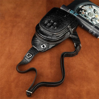 Men's Genuine Crocodile Leather Sling Bag – Luxury Crossbody