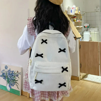 Bowknot Aesthetic Backpack – Lightweight School Bag for Girls & Women