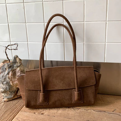 Vintage Suede Shoulder Bag – Women's Crossbody Handbag