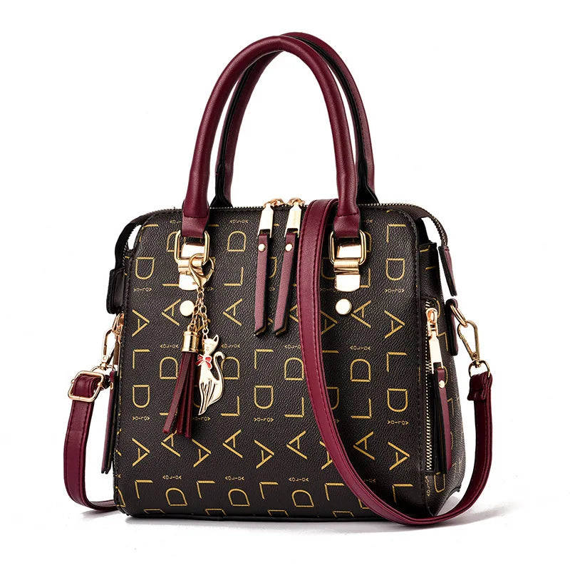 Women's Luxury PU Leather Top-Handle Handbag with Crossbody Strap