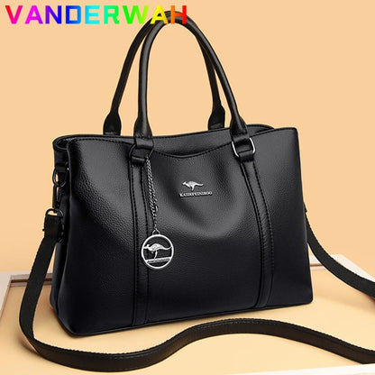 Women's Leather Tote Bag – Large Capacity Shoulder & Crossbody Handbag
