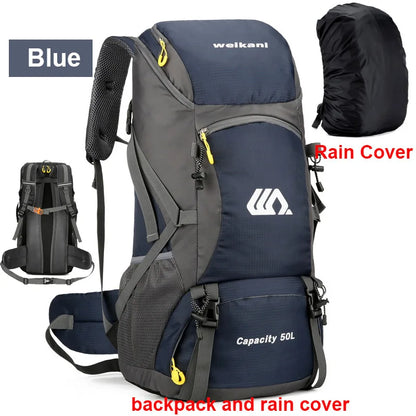 50L Hiking Backpack – Waterproof Travel Bag with Rain Cover