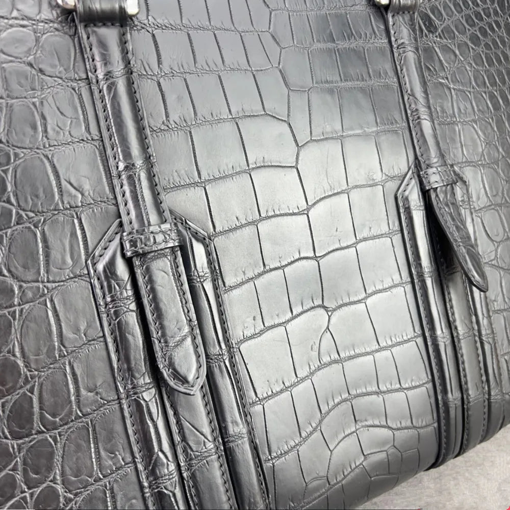 Crocodile Leather Men's Briefcase – Black Luxury Business Bag