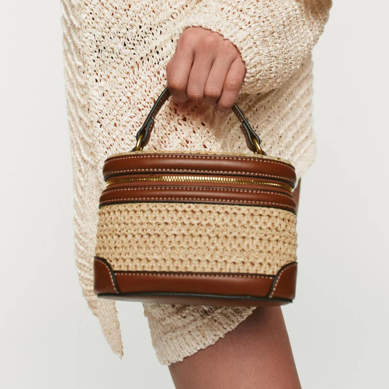 Woven Box Handbag – Women's Small Tote Crossbody Shoulder Bag