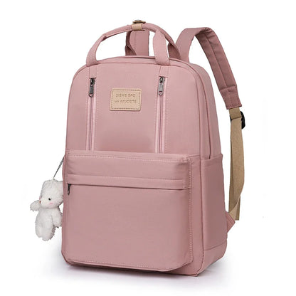 Waterproof Women's School Backpack with Free Bear Charm