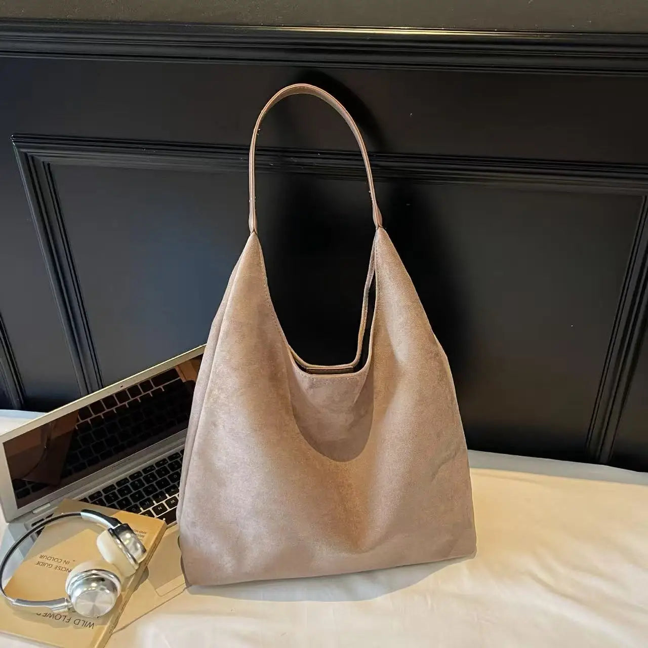 Soft Suede Hobo Shoulder Bag for Women – Large Luxury Handbag
