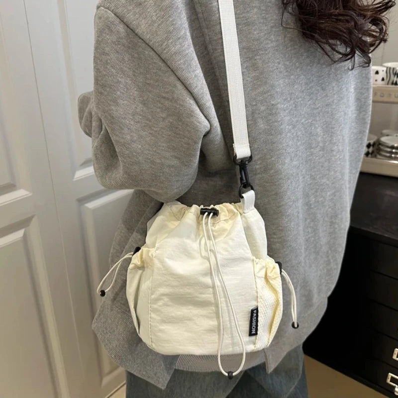 Nylon Drawstring Bucket Bag – Women's Lightweight Crossbody