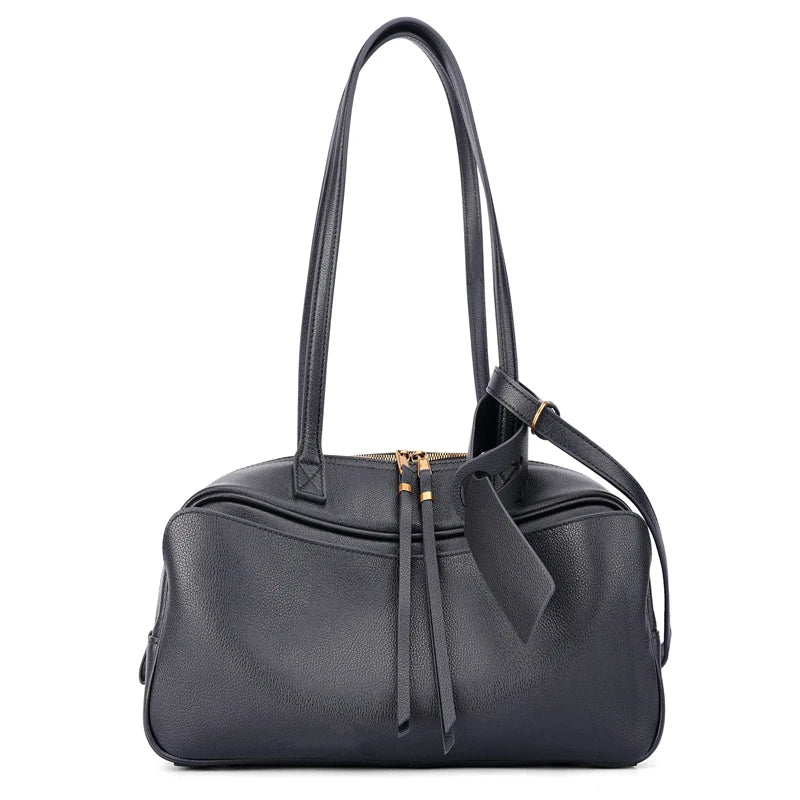 Genuine Leather Tote Bag – Large Capacity Cowhide Shoulder Bag for Women