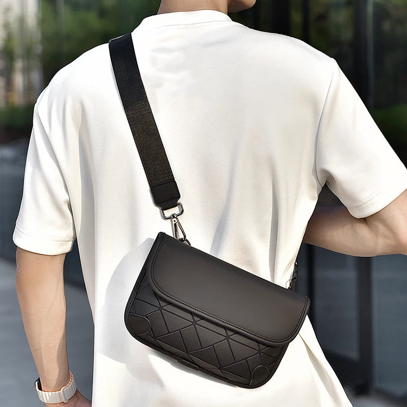Men's Diamond Grid Crossbody Shoulder Bag
