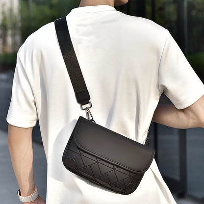 Men's Diamond Grid Crossbody Shoulder Bag