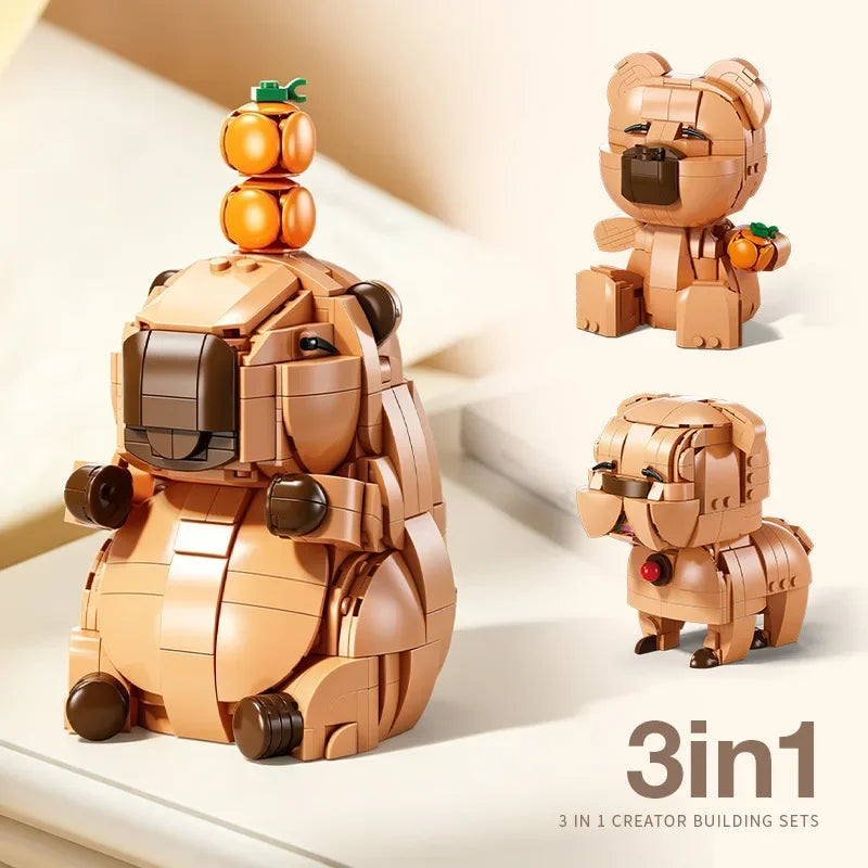 3-in-1 Animal Building Blocks Set – DIY Capybara, Panda, Penguin & More