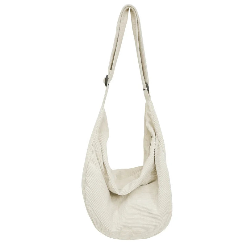 Corduroy Crossbody Shoulder Bag for Women – Large Capacity
