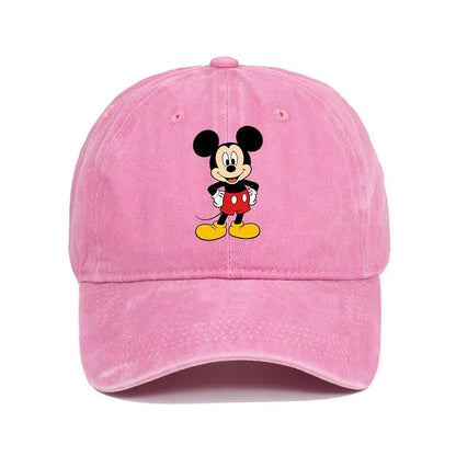 Cartoon Print Washed Baseball Cap – Unisex Vintage Snapback Hat