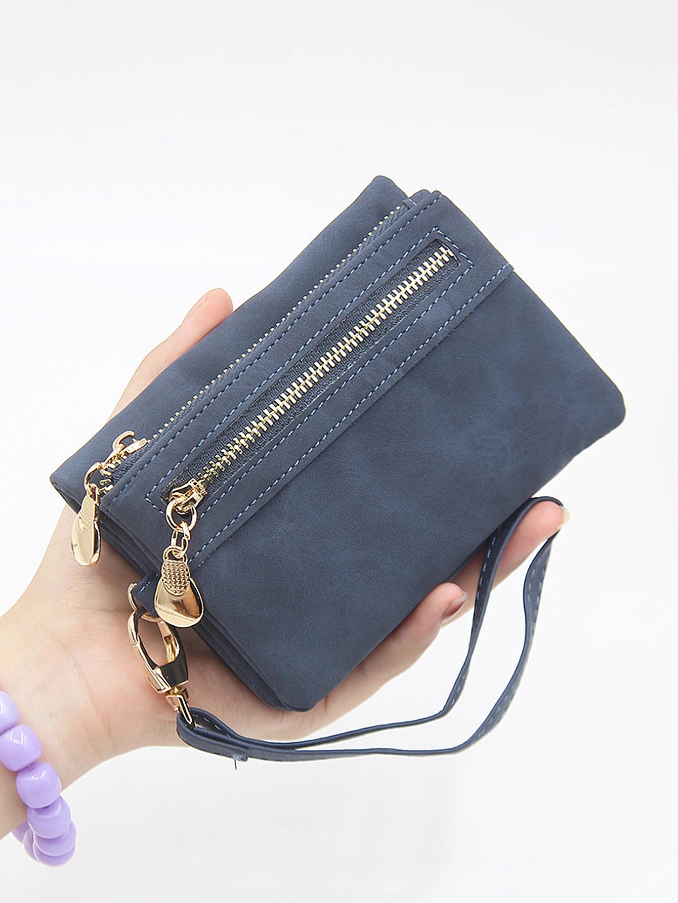 Women's Wristlet Wallet – Short PU Leather Zipper Coin Purse with Card Slots