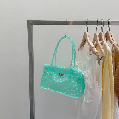 Polka Dot PVC Transparent Shoulder Bag – Waterproof Lock Handbag