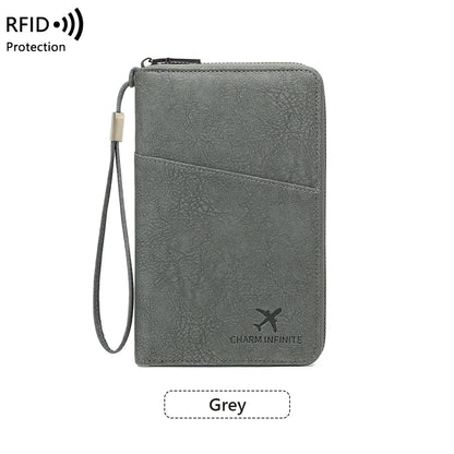 RFID Passport Holder Travel Wallet – Large Capacity Zipper