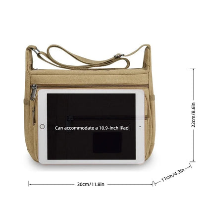 Canvas Crossbody Bag – Multi-Pocket Shoulder Bag for Men & Women