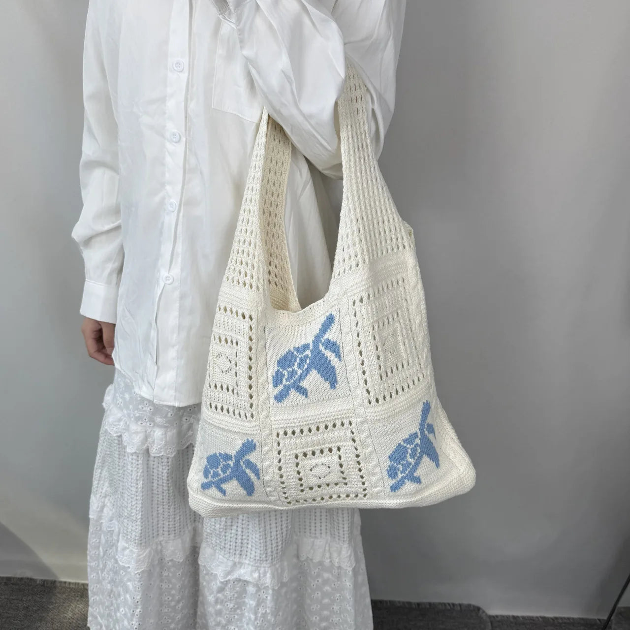 Knit Star Crochet Shoulder Bag – Hollow Beach Tote