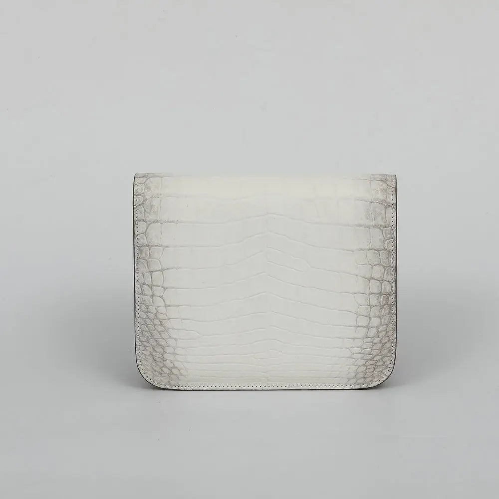 Crocodile Leather Square Shoulder Bag for Women – White