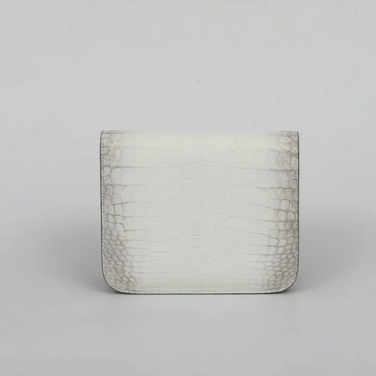 Crocodile Leather Square Shoulder Bag for Women – White