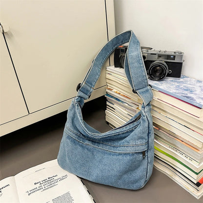 Denim Crossbody Bag – Large Capacity Casual Shoulder Bag for Women