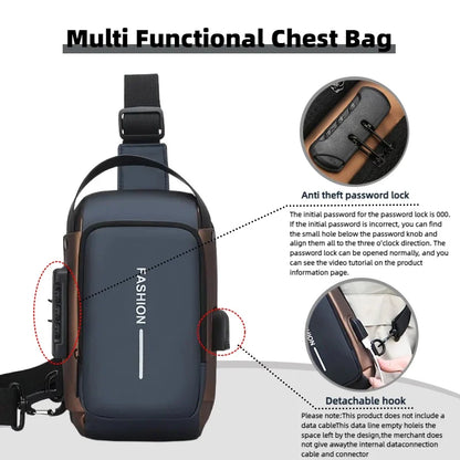 Men's Anti-Theft Sling Bag with USB Charging Port – Crossbody Chest Pack