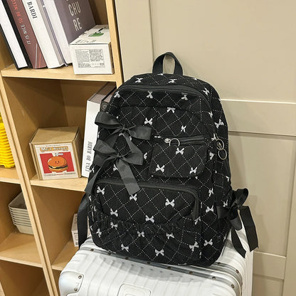Corduroy Bow Backpack – Cute Large Capacity College School Bag