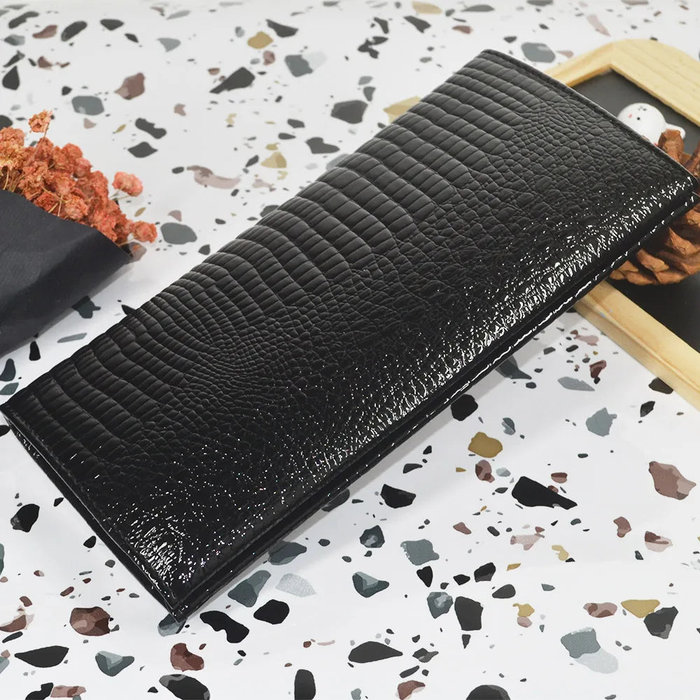 Luxury Slim Long Wallet for Women – Lizard Pattern Leather