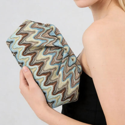 Bohemian Jacquard Clutch Bag – Women's Pleated Cloud Evening Purse