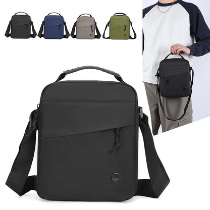 Men's Oxford Shoulder Bag with Top Handle & Multiple Compartments