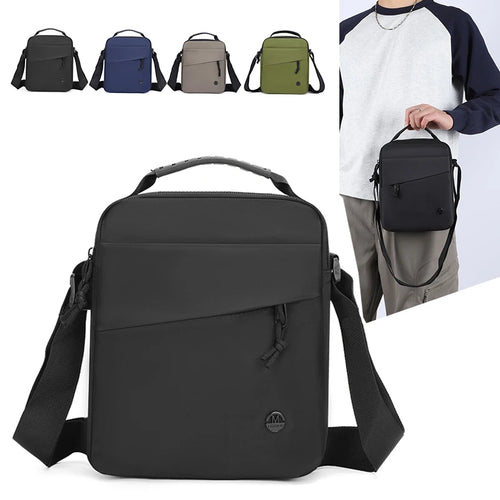 Men's Oxford Shoulder Bag with Top Handle & Multiple Compartments