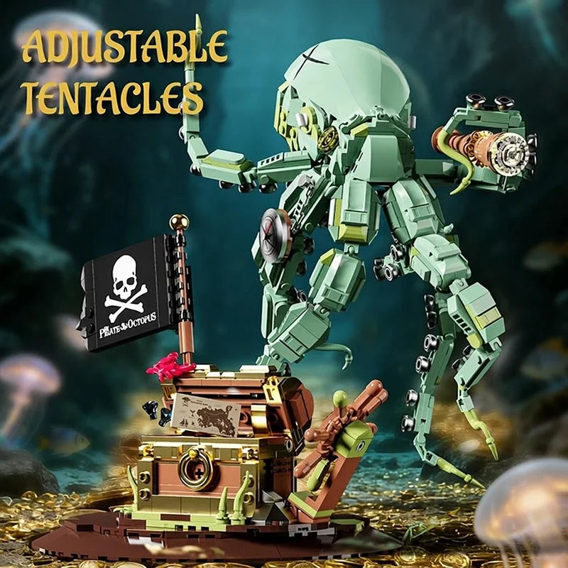 Pirate Octopus Sea Monster Building Blocks – Adventure Treasure Hunt Set