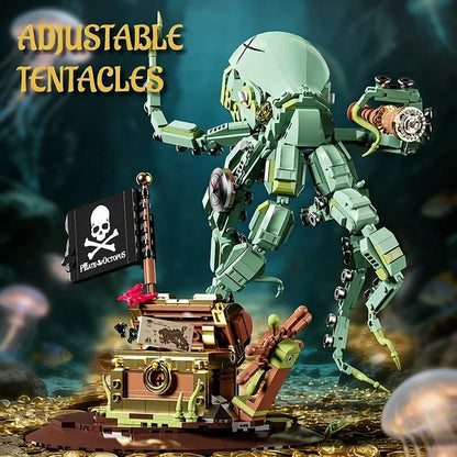 Pirate Octopus Sea Monster Building Blocks – Adventure Treasure Hunt Set