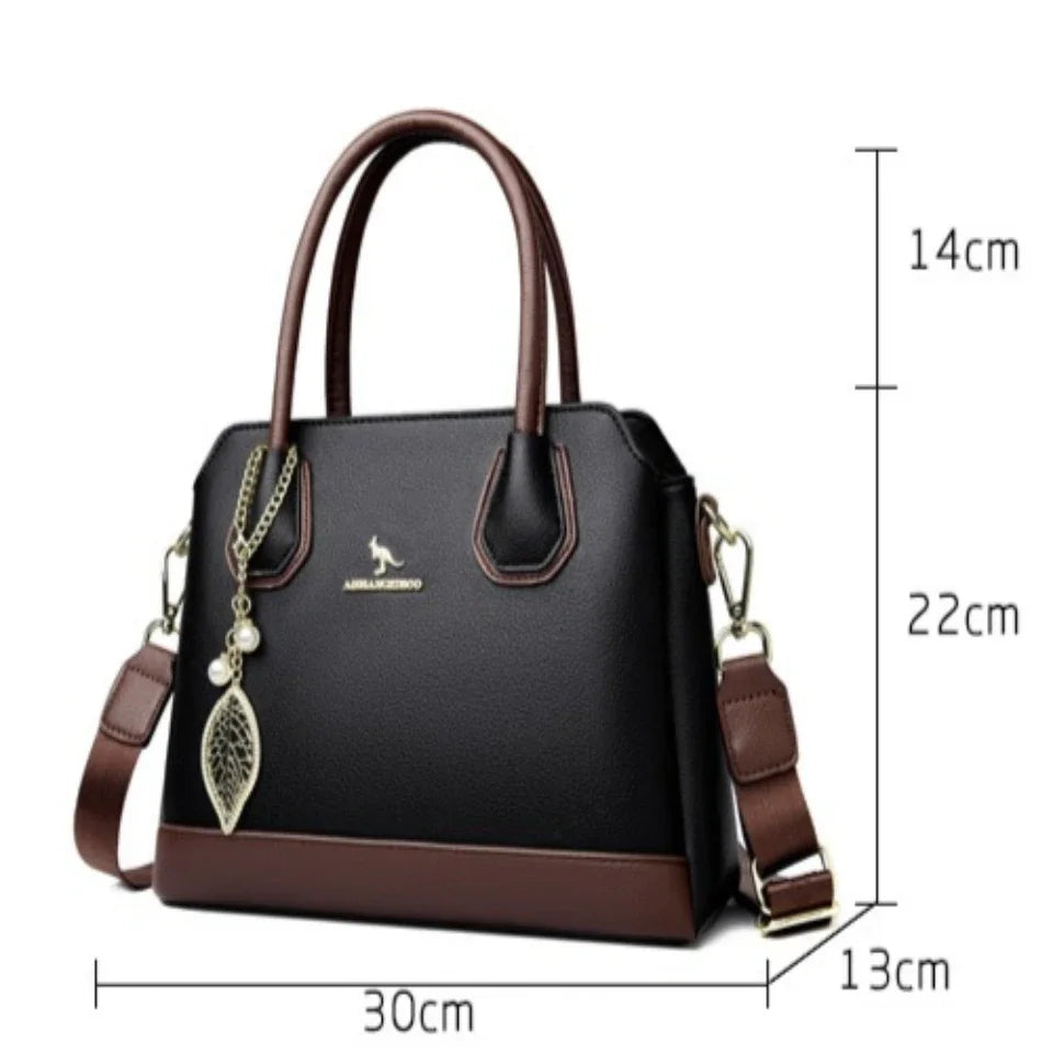Luxury Leather Tote Bag for Women | 3-Layer Handbag