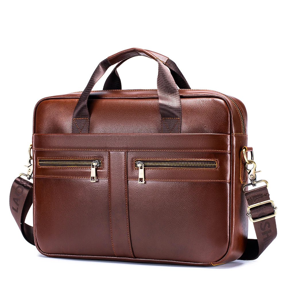 15-Inch Genuine Leather Men's Laptop Briefcase Bag
