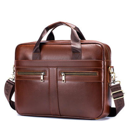 15-Inch Genuine Leather Men's Laptop Briefcase Bag