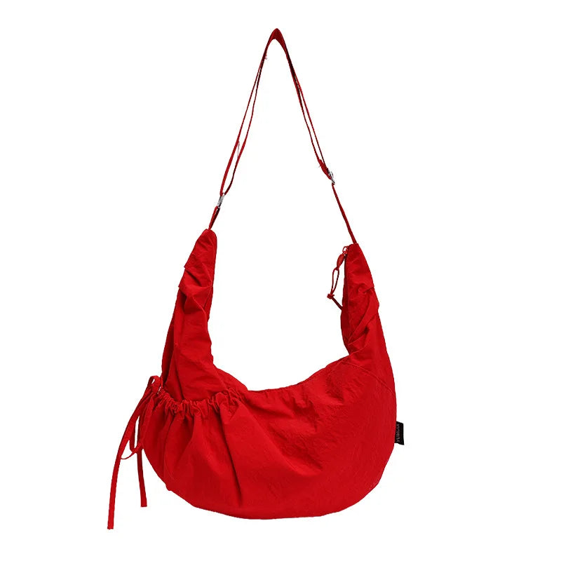 Lightweight Minimalist Lazy Style Large Capacity Crossbody Bag Solid Casual Korean Relaxed Commuter