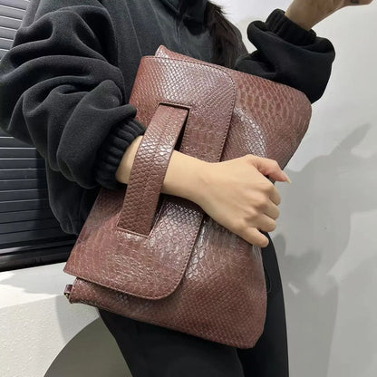 Designer Female Large Capacity Crocodile Snake Pattern Pouch Bag