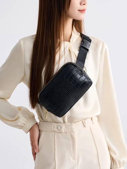 Crocodile Pattern Women's Chest Bag – PU Leather Crossbody
