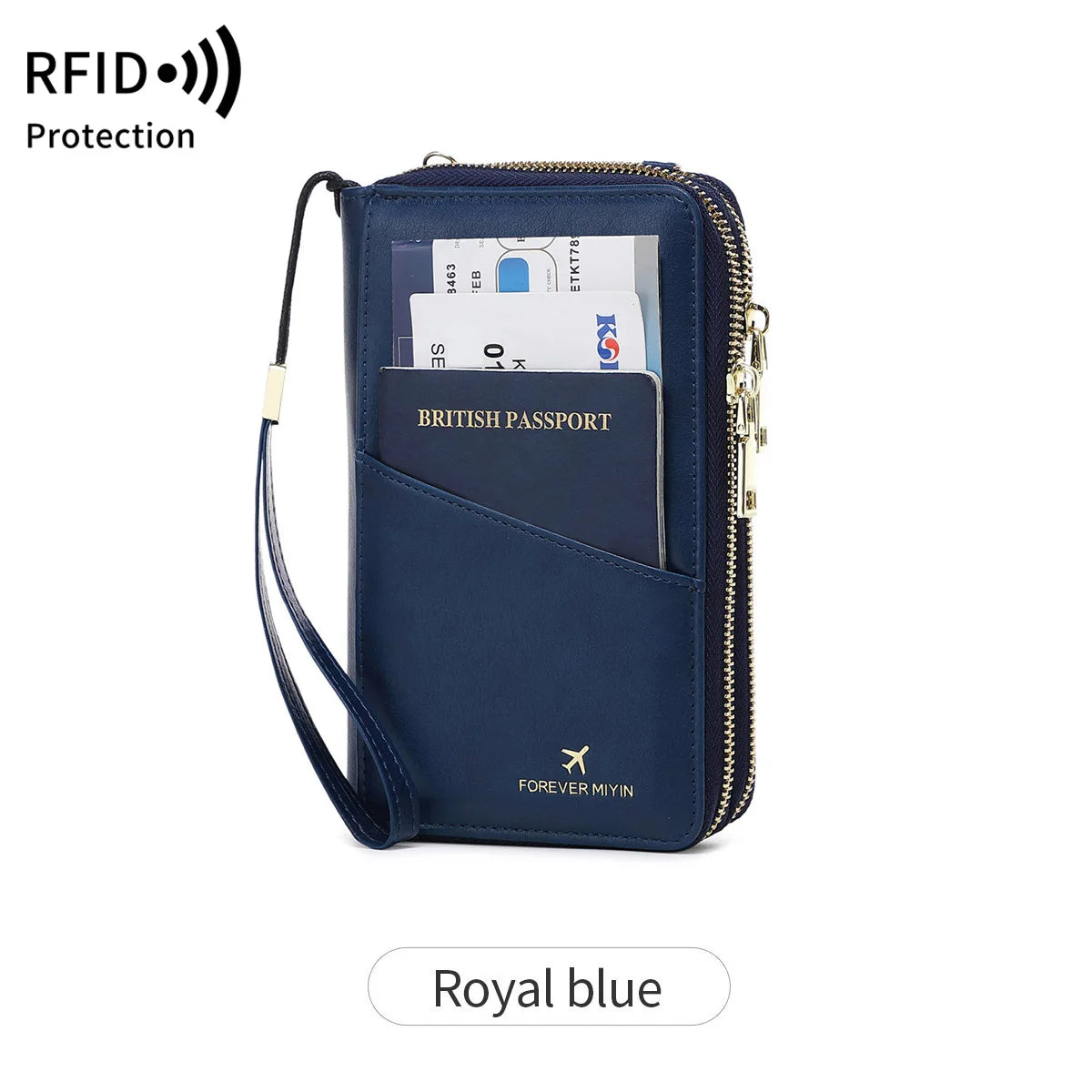 RFID Blocking Travel Passport Wallet – Large Capacity Double Zipper Organizer