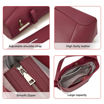 Foxer Women S Bucket Bag Split Leather Large Capacity Tote Female Crossbody Commuter Shoulder