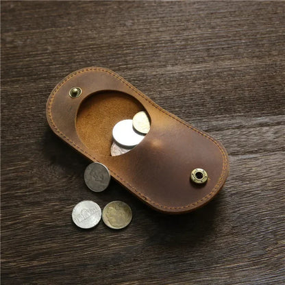 Genuine Leather Mini Coin Wallet – Compact Hasp Purse for Women & Men