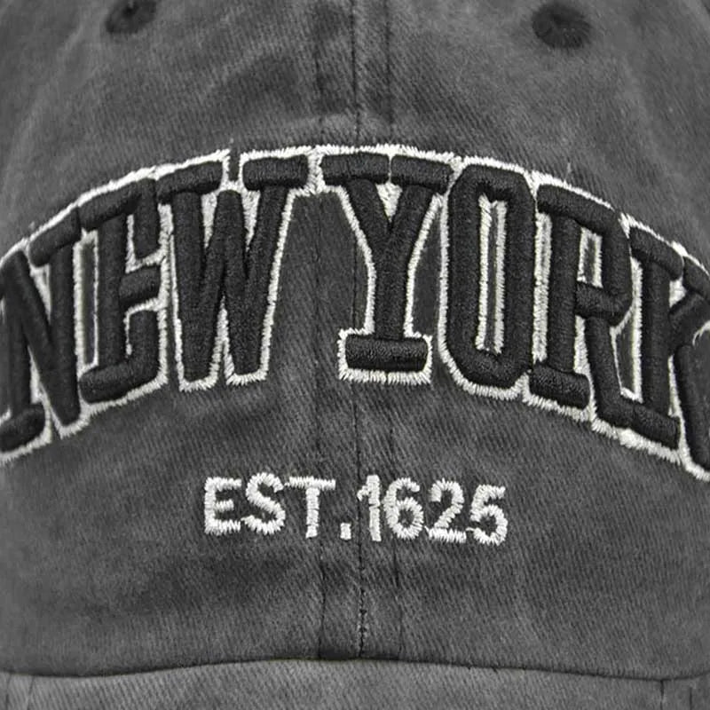 New York Embroidery Baseball Cap – Washed Vintage Style