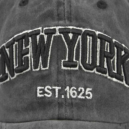 New York Embroidery Baseball Cap – Washed Vintage Style