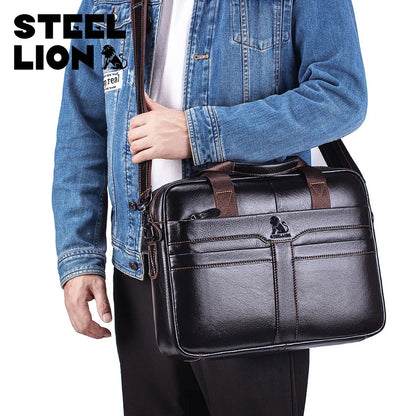 Steel Lion Men's Genuine Leather Briefcase & Laptop Bag