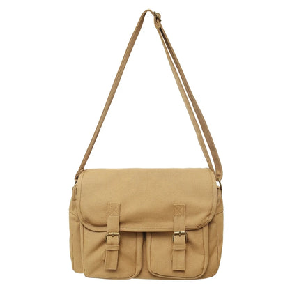 Canvas Flap Messenger Bag – Multi-Pocket Crossbody